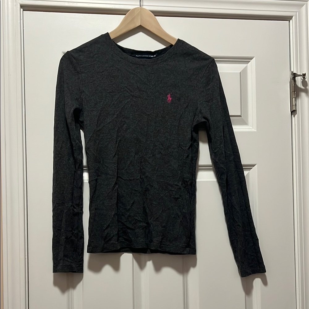 Ralph Lauren Black Long Sleeve Shirt with Pink Logo